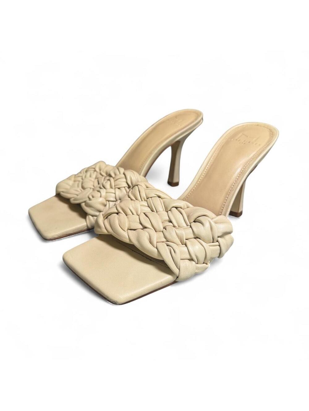 Marc Fisher LTD genuine leather woven mule heels